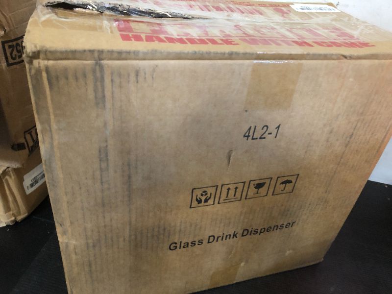 Photo 1 of 1 Gallon Glass Drink Dispensers For Parties 2PACK.Beverage Dispenser,Glass Drink Dispenser With Stand And Stainless Steel Spigot 100% Leakproof.Lemonade Dispenser With Ice Cylinder.Laundry Detergent