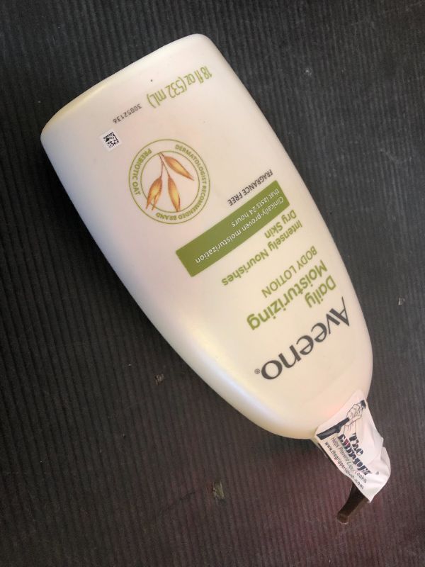 Photo 1 of Aveeno Daily Moisturizing Body Lotion, Body Lotion for Dry Skin with Prebiotic Oat, Paraben Free, Fragrance Free, Non-Greasy, Non-Comedogenic Moisturizer, 18 FL OZ