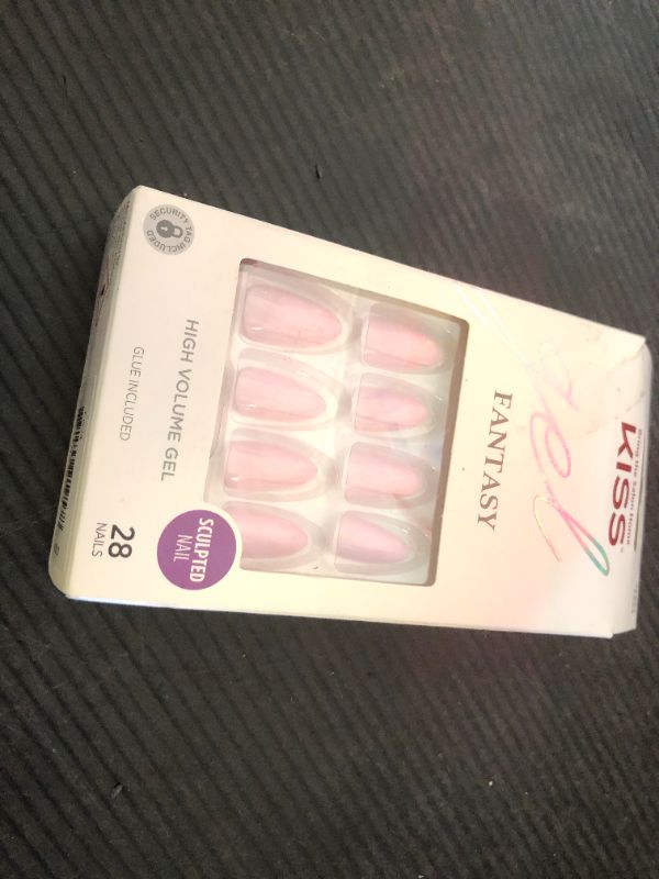 Photo 1 of KISS Gel Fantasy, Press-On Nails, Nail glue included, 'No Regrets', Light Pink, Medium Size, Almond Shape, Includes 28 Nails, 2g Glue, 1 Manicure Stick, 1 Mini file