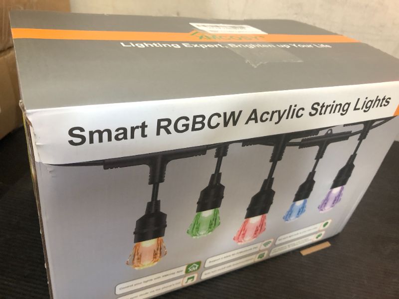 Photo 1 of XMCOSY+ Smart Outdoor String Lights - 64ft RGBCWIC Patio Lights with 24 Color Changing Bulbs, LED String Light for Outside Backyard Bistro Party, APP WiFi Control, Work with Alexa, IP65 Waterproof