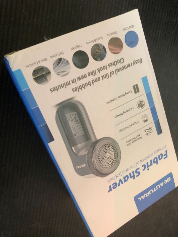 Photo 1 of BEAUTURAL Fabric Shaver and Lint Remover, Sweater Defuzzer with 2-Speeds, 2 Replaceable Stainless Steel Blades, Battery Operated, Remove Clothes Fuzz, Lint Balls, Pills, Bobbles Gray