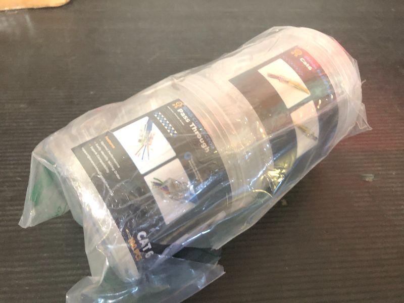 Photo 1 of Everest Media Solutions RJ45 Cat6 Pass Through Connectors and Strain Relief Boots - Pack of 100/100 - EZ to Crimp Modular Plug for Solid or Stranded UTP Network Cable - Male Ethernet Connector End