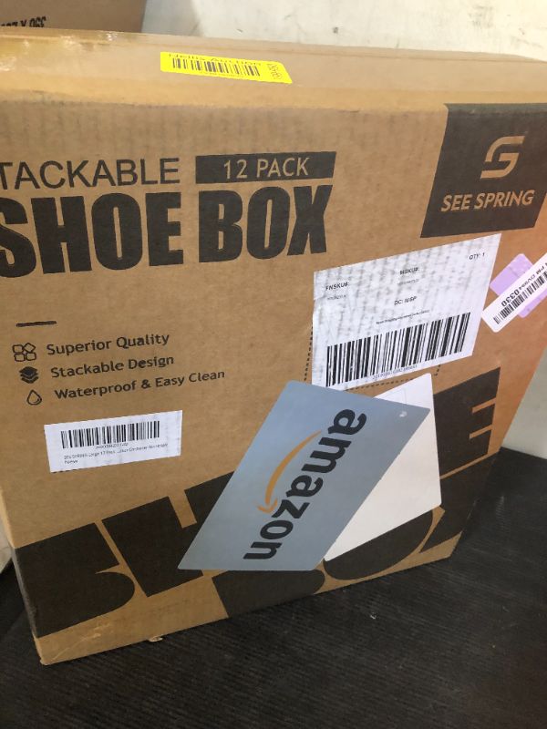 Photo 1 of SEE SPRING 12 Pack Shoe Storage Box, Clear Plastic Stackable Shoe Organizer for Closet, Space Saving Foldable Shoe Rack Sneaker Container Bin Holder