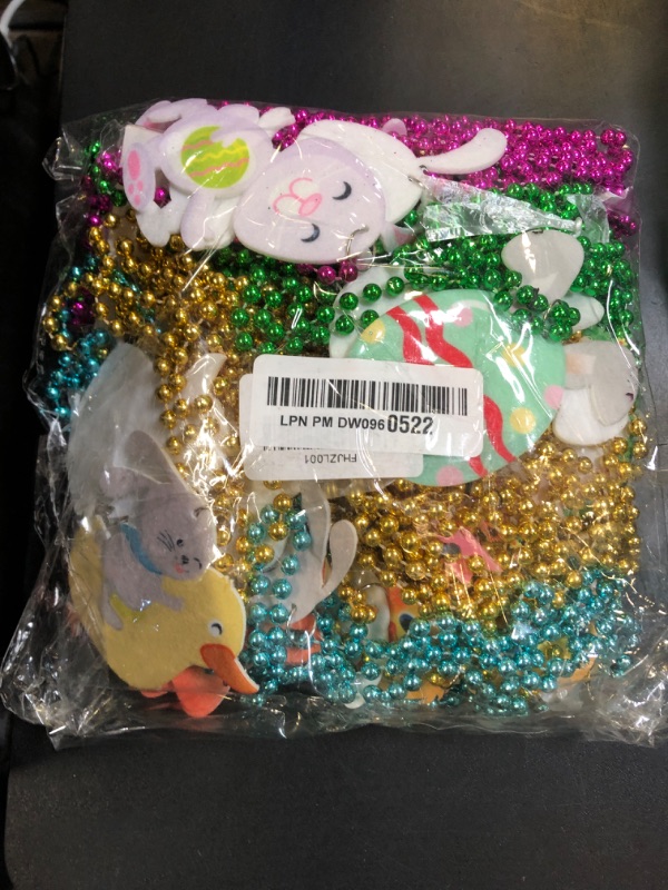 Photo 1 of Becfupo 120 Pcs Easter Party Accessories, 48 Pcs Easter Beaded Neckaces With Chick Egg Rabbit Pendants And 72 Pcs Temporary Easter Tattoos Stickers For Easter Party Favors