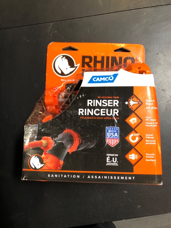 Photo 1 of Camco Rhino Blaster RV Tank Rinser with Backflow Preventer RV Accessories for Toilet and Waste Tank Cleaning - Essential Camper Supplies for Odor Control and Sensor Maintenance - (39080)
