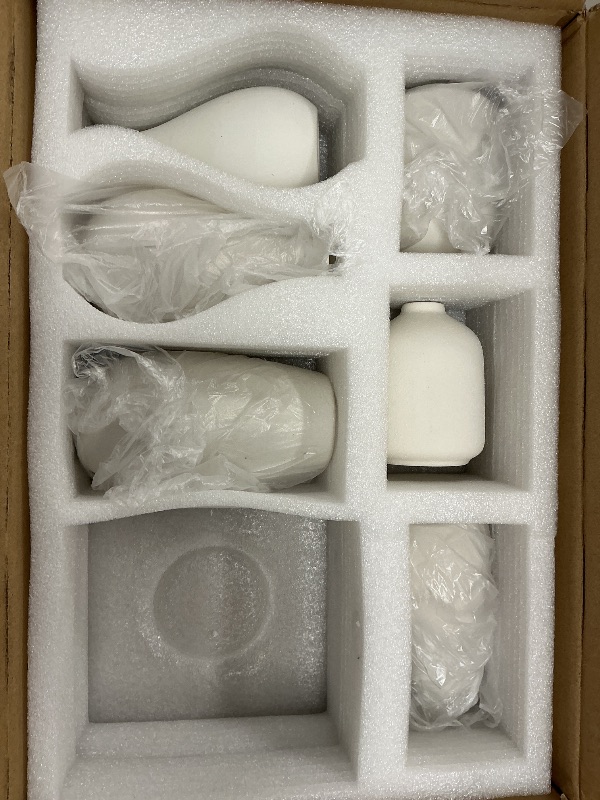 Photo 1 of Ceramic  Vase Set of 8, Small Vase for Flowers, White Mini Bud Vase in Bulk for Centerpieces, Rustic White Ceramic Vase Set for Flowers, Room Décor, Wedding Party