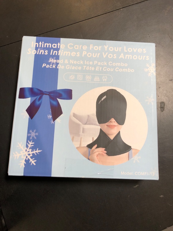Photo 1 of ComfiTECH Cold Cap and Neck Ice Pack Wrap Gel Combo, Care Package for Head and Cervical, Medium
