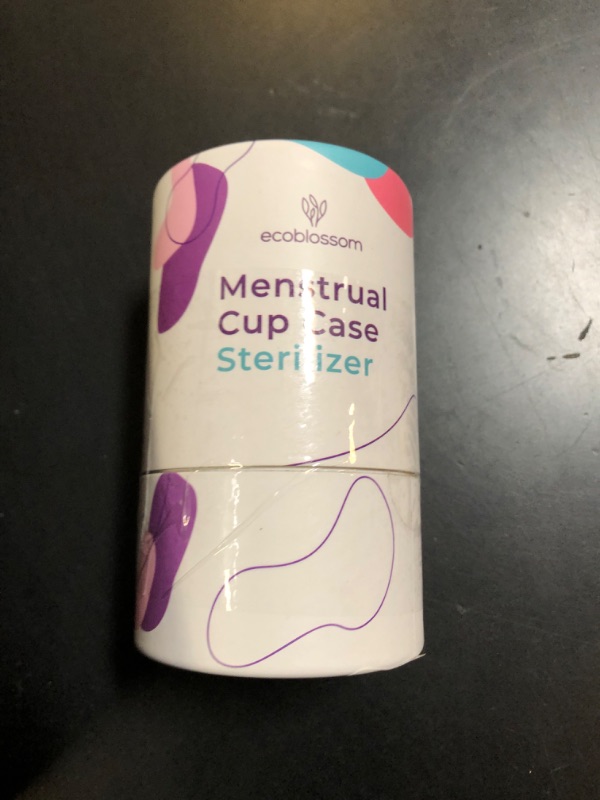Photo 1 of EcoBlossom Menstrual Cup Case and Sterilizer - Reusable Silicone Sterilizing Holder - Cleaner Period for You and Your Disc or Cup - Portable Cleaning Container & Microwave Steamer (White)