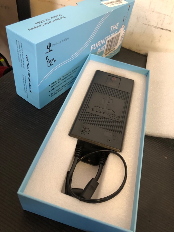 Photo 1 of The Blue Cactus Universal Battery Pack for Reclining Furniture with LCD Display – 2500mAh Rechargeable Recliner Battery – Compatible with 2-Pin Motion Furniture - Couch, Sofa, Recliner Chair Accessory