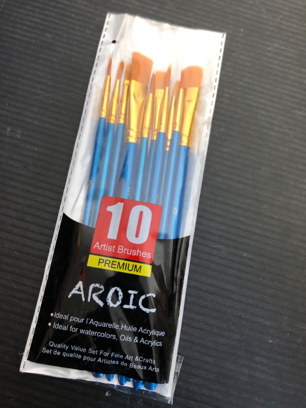 Photo 1 of Acrylic Paint Brush Set, 1 Packs / 10 pcs Watercolor Brushes Painting Brush Nylon Hair Brushes for All Purpose Oil Watercolor Painting Artist Professional Kits.