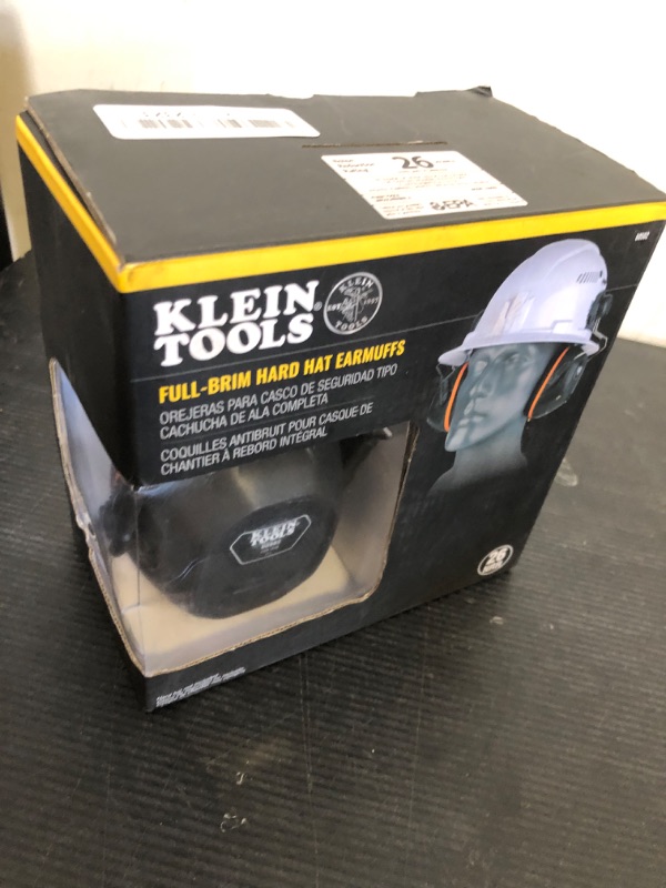 Photo 1 of Klein Tools 60502 Ear Muffs with Hard Hat Full Brim Attachment, 26dB NRR, for Construction, Manufacturing, Maintenance, Woodworking