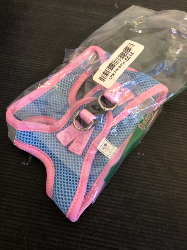 Photo 1 of PHOEPET Step-in Dog Harness,Reflective Adjustable Dog Vest Harness, Soft Pet Walking Jacket with 2 Metal Leash Hooks for Dog and Cat(Baby Blue Base & Pink Straps,XS)