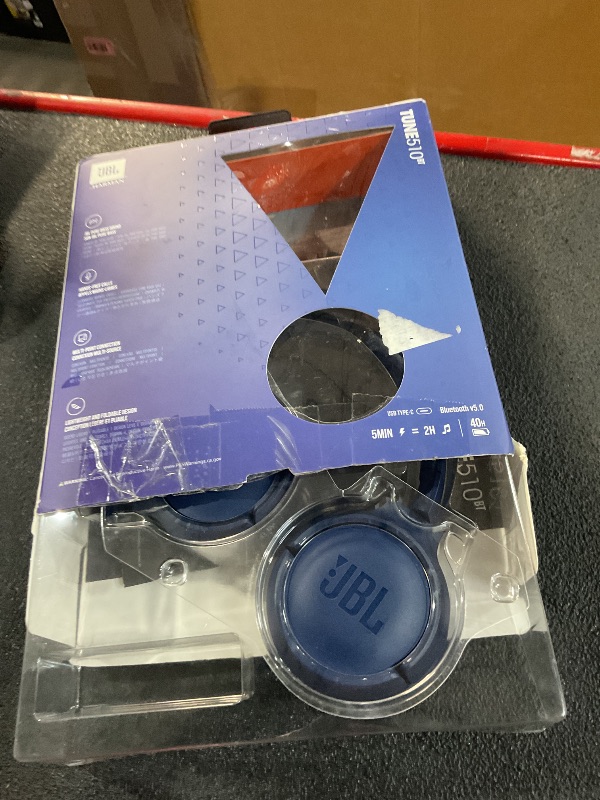 Photo 1 of ***(PARTS ONLY/ MAJOR DAMAGE/ NON FUNCTIONAL)*****BLUE**JBL Tune 510BT - Bluetooth headphones with up to 40 hours battery, microphone for call, foldable and comfortable, Android and iOs compatible (White)