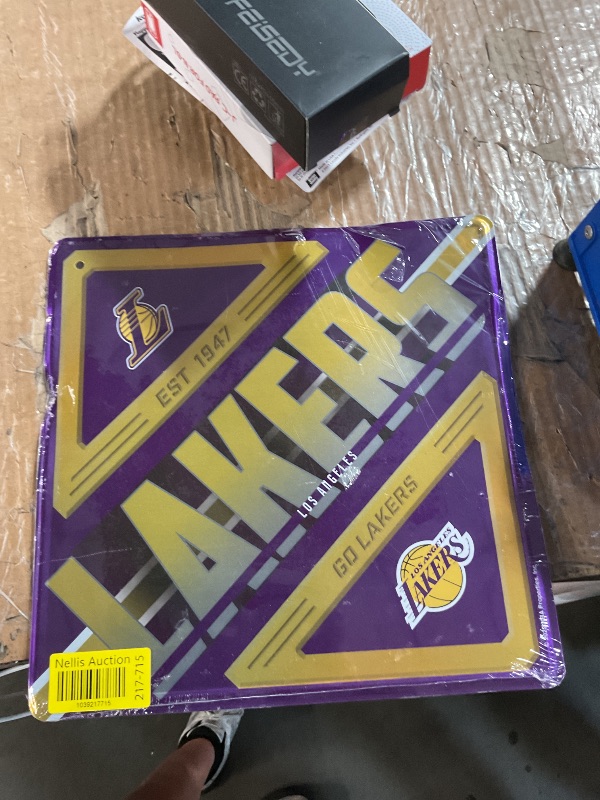 Photo 1 of (minor damage) Rico Industries NBA Basketball Los Angeles Lakers Metal Sign 16.5" x 16.5" Home Décor - Bedroom - Office - Man Cave
