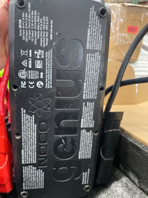 Photo 1 of **DEFECTIVE**NOCO Boost GB150: 3000A UltraSafe Jump Starter – 12V Lithium Battery Booster Pack, Portable Jump Box, Power Bank & Jumper Cables - for 9.0L Gas and 7.0L Diesel Engines