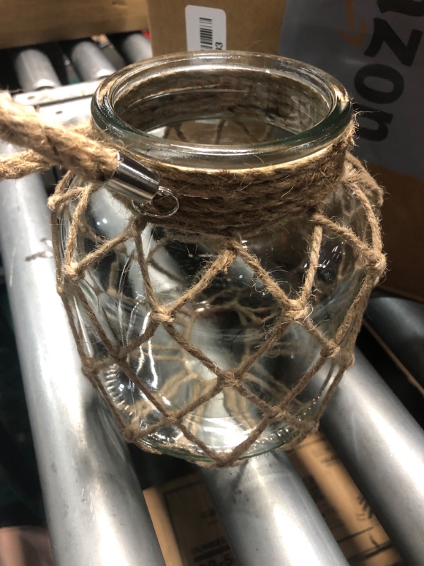 Photo 1 of (used)(see images) Blushtier 2 Set Nautical Candle Lantern with Rope Handle Coastal Glass Jar Battery Operated LED Flameless Lantern 