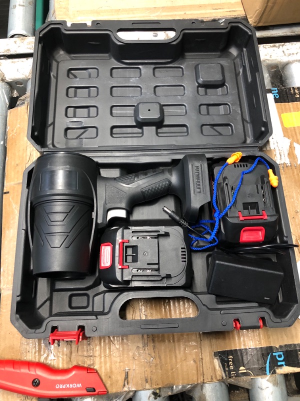 Photo 1 of (USED/FAIR) (POWER TESTED) Leaf Blower Cordless Handheld Dust Cleaner, 500000RPM Portable Electric Leaf Blowers with 2 x 4000mAh Batteries, High-Speed Turbo Jet Blower for Patio Cleaning, Lawn Care, Leaves, Dust