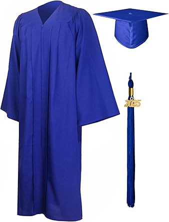 Photo 1 of (USED/FAIR) (BAGGED) GraduationMall Matte Graduation Gown Cap Tassel Set 2025 for High School and Bachelor ROYAL BLUE 42(4'9"-4'11")