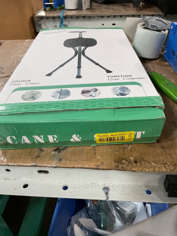 Photo 1 of Yayayo Hold 440 lbs Folding Canes with Seat Walking Stick Height Adjustment Cane Seat Capacity Frosted Handle with Magnetic Therapy Stone Crutches Stool (Square LED)