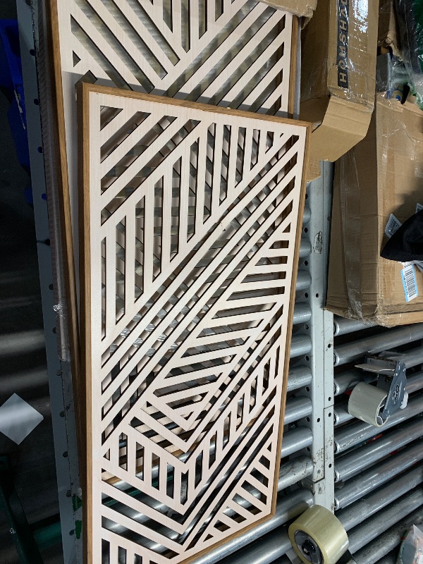 Photo 1 of ** SEE NOTES *** IARTTOP 3 Pieces Wood Boho Wall Art Framed Mid century Modern Wooden Wall Decor Large Minimalist Geometric Line Decor for Living Room Bedroom Office-16 x32