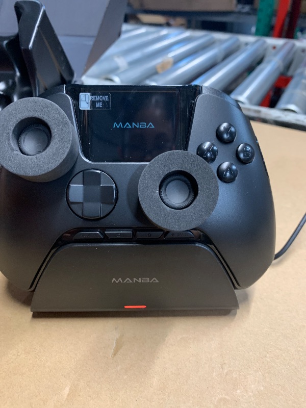 Photo 1 of ManbaOne Interactive Screen Wireless Gaming Controller for PC/Switch/Switch 2/iOS/Android,Hall Effect Stick & Trigger,RGB Lighting,Remappable Buttons,1800mAh with Charging Dock (Black)