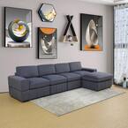 Photo 1 of ****missing parts its just the sofa*** 130 in. W Square Arm 5-Piece L Shaped Microfiber Modern Sectional Sofa in Dark Gray




