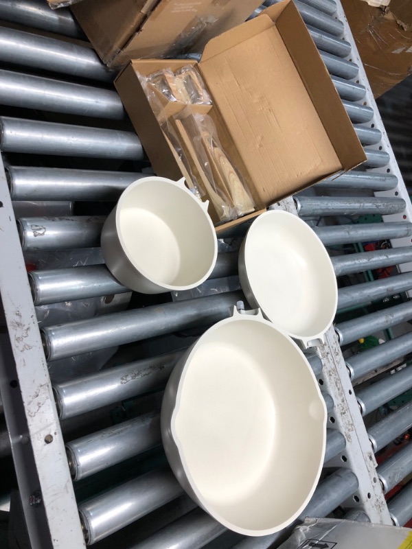 Photo 1 of (MISSING TOPS) GiPP Pots and Pans Set Non Stick - 14 Pcs White Granite Kitchen Cookware Sets Nonstick Induction Cookware Cooking Pan Set with Frying Pans, Saucepans and Silicone Utensils, PFOS & PFOA Free