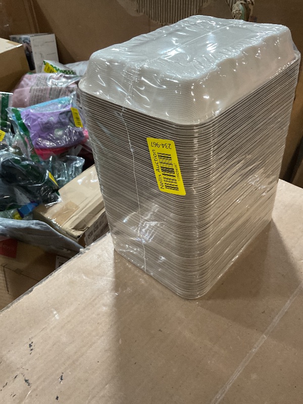 Photo 1 of [100 COUNT]Sugarfiber by Harvest Pack 22 oz PFAS FREE Disposable Food Trays, Disposable Food Container Bagasse Serving Trays, Rectangle, Made from Sugarcane Eco-Friendly Plant Fibers, No Lids included