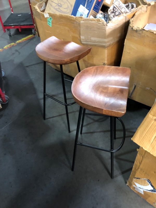 Photo 1 of ***DAMAGED - 1 OF THE STOOLS IS BROKEN - SEE PICTURES***
Modway EEI-6742-WAL Concord Backless Wood Bar Stools - Set of 2, Walnut