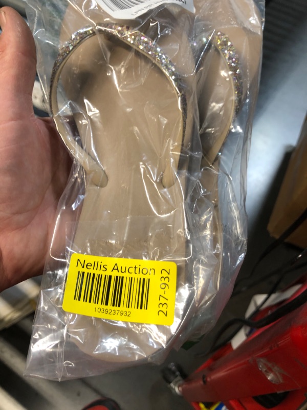 Photo 1 of ***(HEAVILY USED/ MINOR DAMAGE)***Reef Stargazer Womens Beach Flip Flop, Super Lightweight and Soft Footbed, Thin Glitter Strap, Gemstone, 9