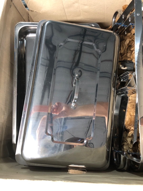 Photo 1 of (PARTIAL SET) (DENTED) Chafing Dishes for Buffet Set – Chafers for Catering & Buffet Warmers with Lids | Serving Food Warmer & Chafers Servers Sets