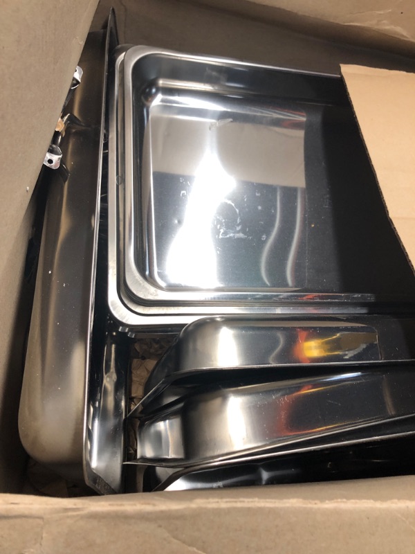 Photo 1 of (PARTIAL SET) (DENTED) Chafing Dishes for Buffet Set – Chafers for Catering & Buffet Warmers with Lids | Serving Food Warmer & Chafers Servers Sets