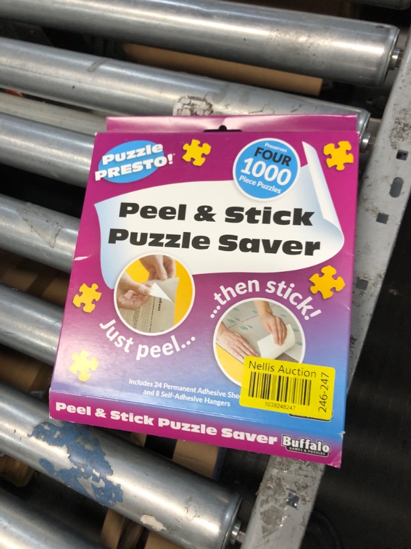 Photo 1 of (4 Pack) Puzzle Presto! Peel & Stick Saver: The Original and Still The Best Way to Preserve Your Finished Puzzle! 24 Adhesive Sheets and 8 Adhesive Hangars.
