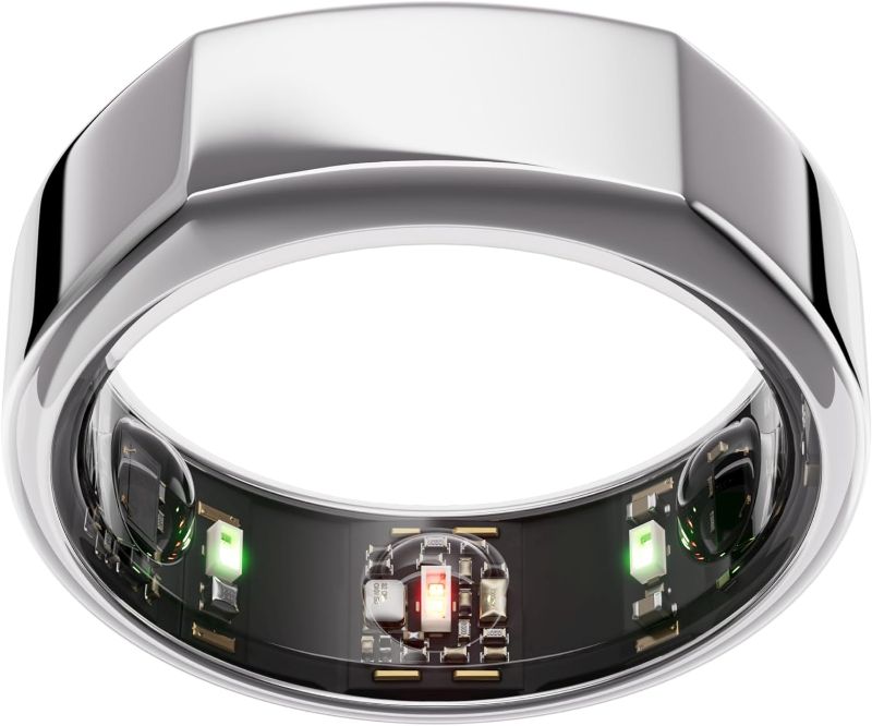 Photo 1 of (powers on while charging unable to test further) Oura Ring Gen3 Heritage - Silver - Size 8 - Smart Ring - Size First with Oura Ring Gen3 Sizing Kit - Sleep Tracking Wearable - Heart Rate - Fitness Tracker - 5-7 Days Battery Life
