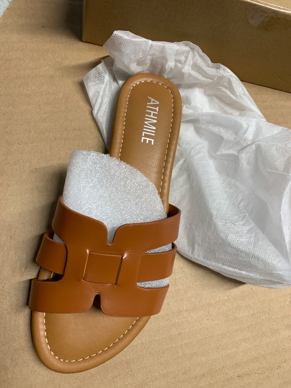 Photo 1 of (SIZE 6)  ATHMILE Sandals for Women 2025 Vacation Womens Sandals Dressy Summer Flats Sandals Women Slides for Party Wedding Beach