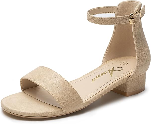 Photo 1 of **Stock photo of similar item** Athlefit Girls Sandals Open Toe Ankle Strap Low Heels Girl Dress Shoes Size 4