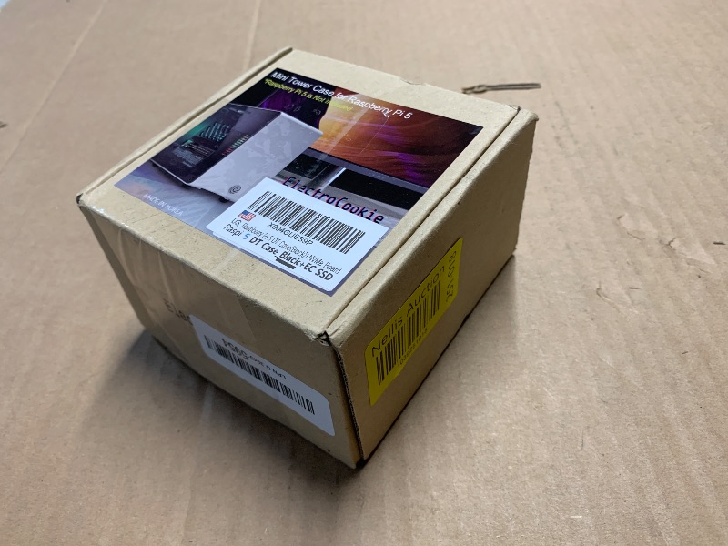Photo 1 of (SMALL) (PARTIAL SET) ElectroCookie Raspberry Pi 5 Case, Aluminum Mini Tower Case with M.2 NVMe SSD PCIe HAT and Active RGB Lighting Cooler (Black)