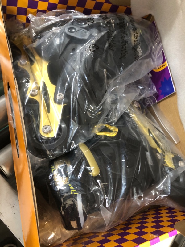 Photo 1 of ***(YOUTH SIZE)***MammyGol Inline Skates for Boys and Girls Youth, 4 Size Adjustable Roller Skates with PU Flashing Wheels, Aggressive Inline Skates High Performance for Kids Age 6-12, Gold Black