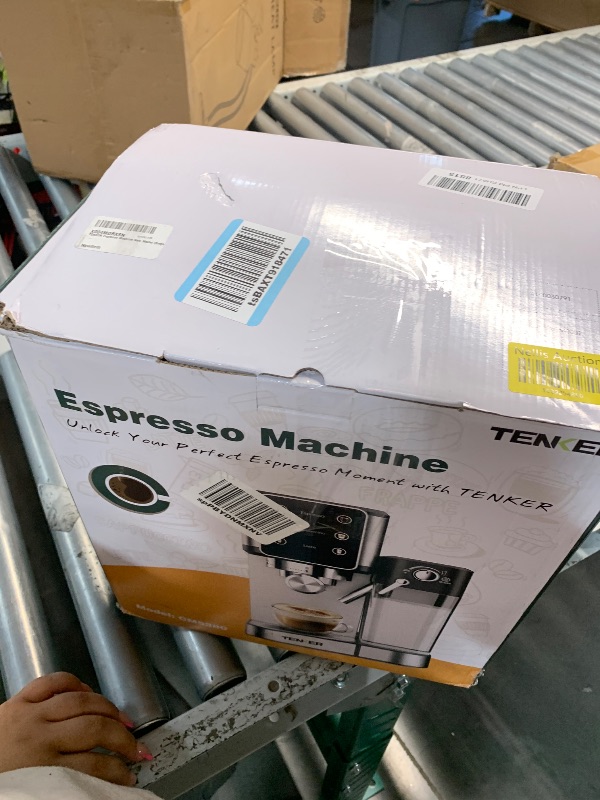 Photo 1 of (damaged)(sold for parts only) TENKER Espresso Machine, 20 Bar Cappuccino Machine with Automatic Milk Frother, 3-in-1 Coffee Machine, 1350W Dual Boiler 