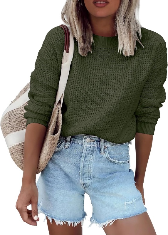 Photo 1 of ANRABESS Womens Long Sleeve Oversized Casual Loose Fit Crewneck Waffle Knit Cozy Pullover Sweaters 2025 Fall Fashion MEDIUM 
