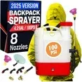 Photo 1 of Battery Powered Backpack Sprayer, 4.2-Gallon, 8 Nozzles, 100 PSI, for Lawn & Garden