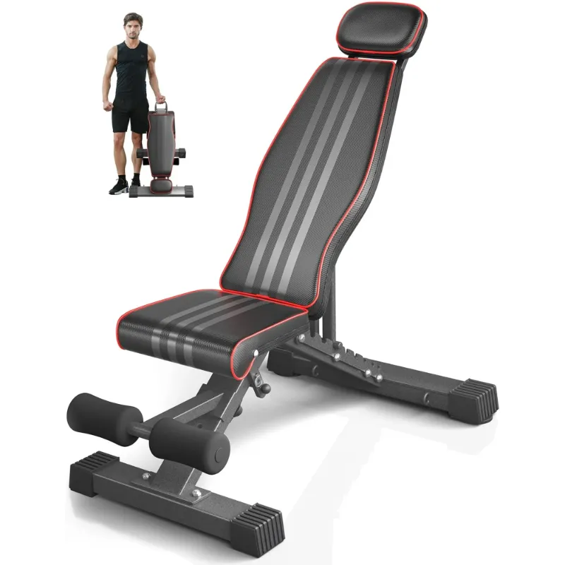 Photo 1 of Adjustable Weight Bench,Foldable Workout Bench 660lbs Home Gyms Press Dumbbell Neche Bench with Extended Head and Spine Support