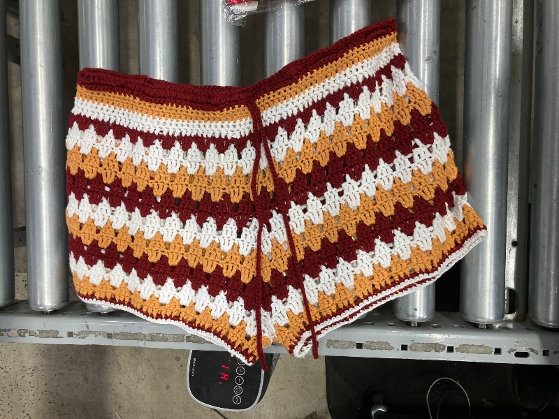 Photo 1 of ***ITEM IS SIMILAR, NOT EXACT***   Women's Striped Boxer Shorts Y2K Knit Low Rise Mini Short Lounge Elastic Rainbow Color Block Slim Fit Sweater Shorts Large