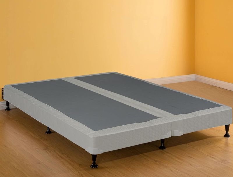 Photo 1 of 4-Inch Sturdy Wood Box Spring for Mattress Support - Durable and Fully Assembled, Natural Wood Foundation for Queen, White.
