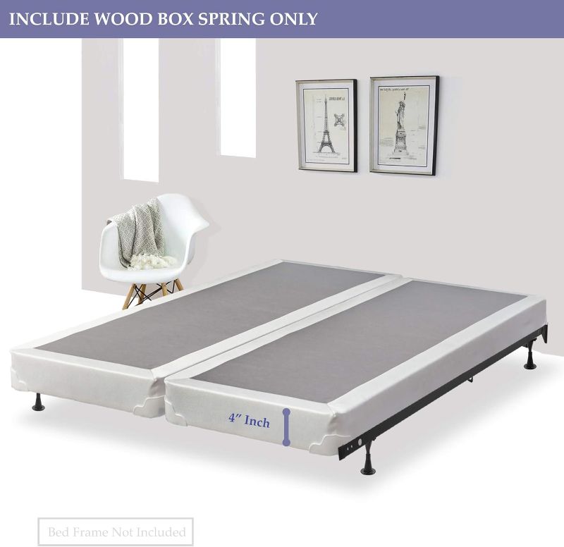 Photo 1 of  4" Fully Assembled Box Spring/Foundation for Mattress, Princess Collection, King, White