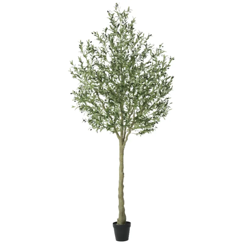 Photo 1 of DR.Planzen 10FT Tall Big Artificial Olive Tree With Handmade Seagrass Basket, Green
