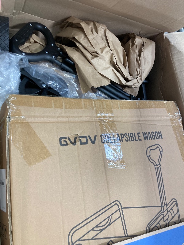 Photo 1 of **missing parts***GVDV Collapsible Wagon Cart, Portable Utility Wagon for Camping, Beach, Picnic, Shopping, Sports, and Grocery Transport, Black
