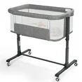 Photo 1 of AILEEKISS Baby Bassinet Bedside Sleeper, Height Adjustable Newborn Baby Bassinet with Wheels, Grey
