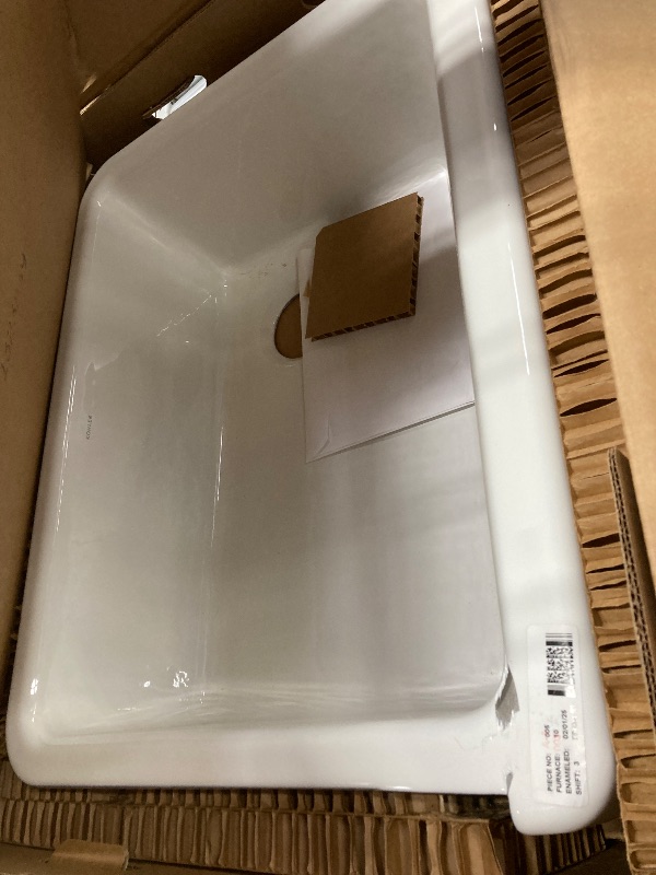 Photo 1 of **SEE PIC SMALL CHIP ON CORNER**KOHLER K-6487-0 Whitehaven Farmhouse Self-Trimming 29-11/16" x 21-9/16" x 9-5/8" Front Undermount Single-Bowl Kitchen Sink with Tall Apron, 30 Inch, White