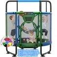 Photo 1 of ****MISSING PARTS***YORIN Trampoline for Kids, 60'' Mini Trampoline for Toddlers with Swing, Enclosure Net and Basketball Hoop, Indoor/Outdoor Kids Round Trampoline with Adjustable Gymnastics Bars, Gifts for Boys Girls